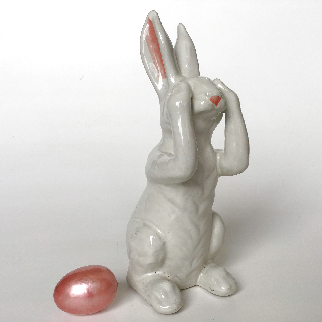 RABBIT, Ceramic Peeking Gloss White 26cm H